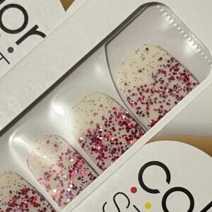 New Color Street “Love Shack” Red, Pink & Silver Glitter Overlay Nail Strips